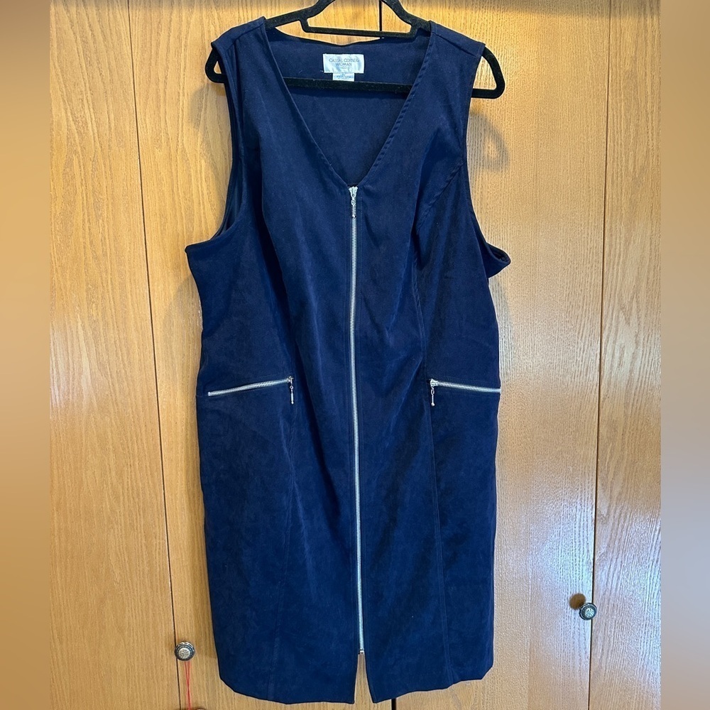 Vintage casual corner woman moleskin zip front jumper shift dress - Picture 2 of 6